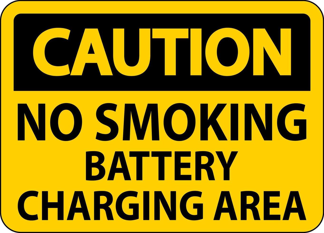Caution Sign Battery Storage Area No Smoking vector