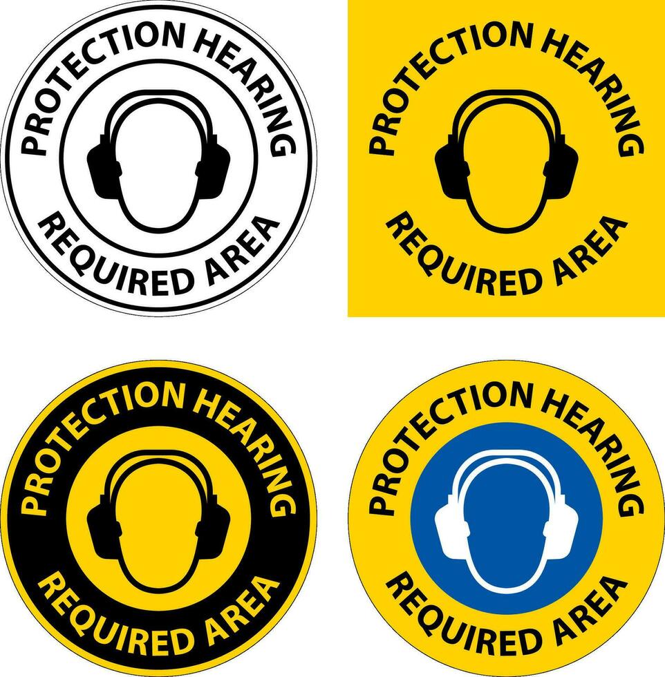 Notice Double Hearing Protection Sign On White Background vector