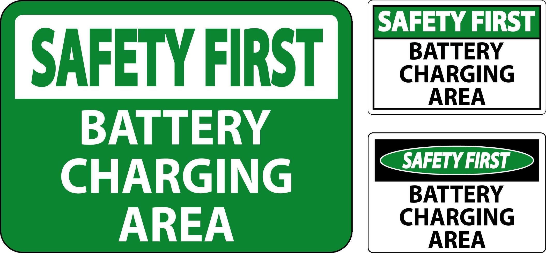 Safety First Sign Battery Charging Area On White Background vector