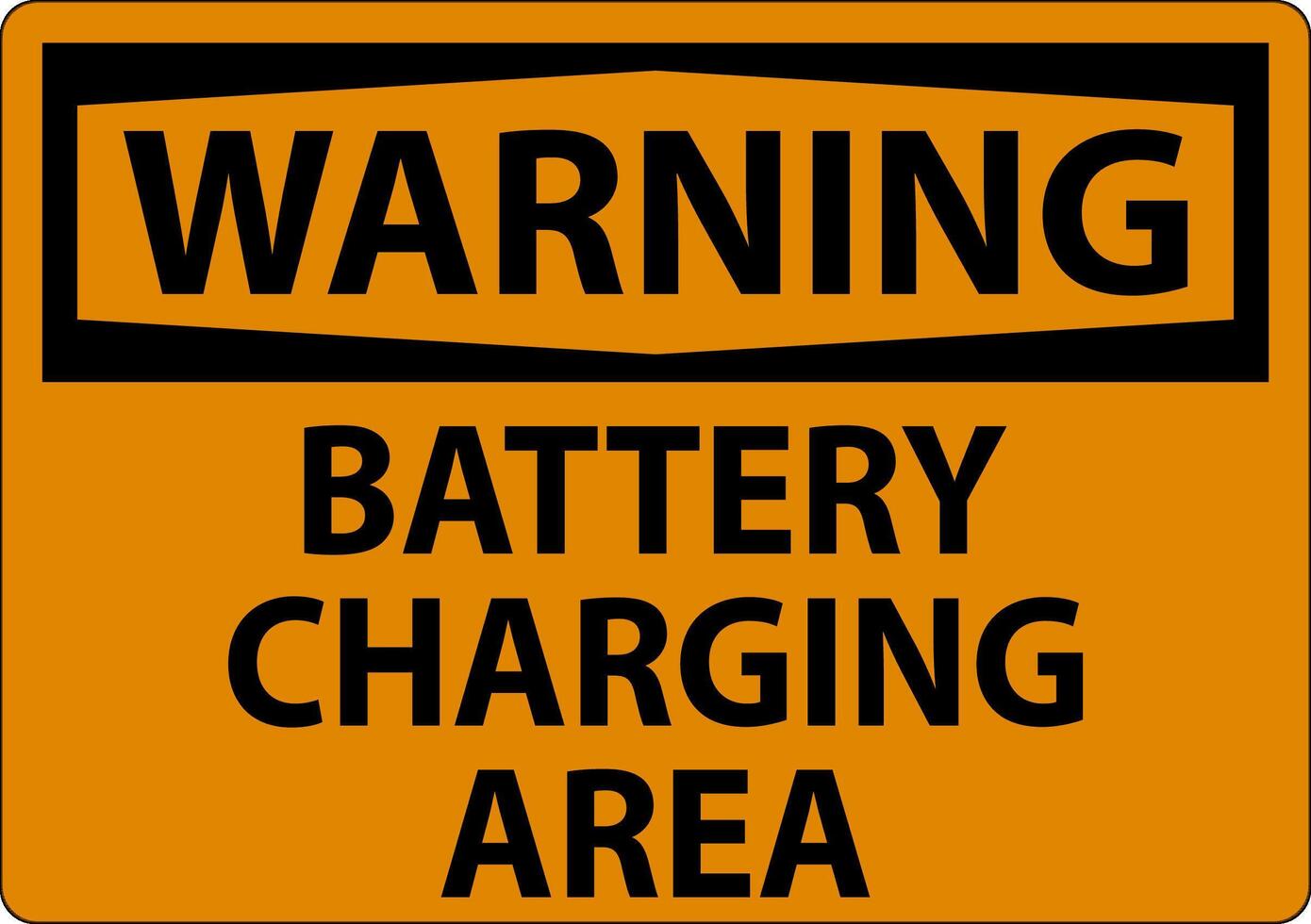 Warning Sign Battery Charging Area On White Background vector