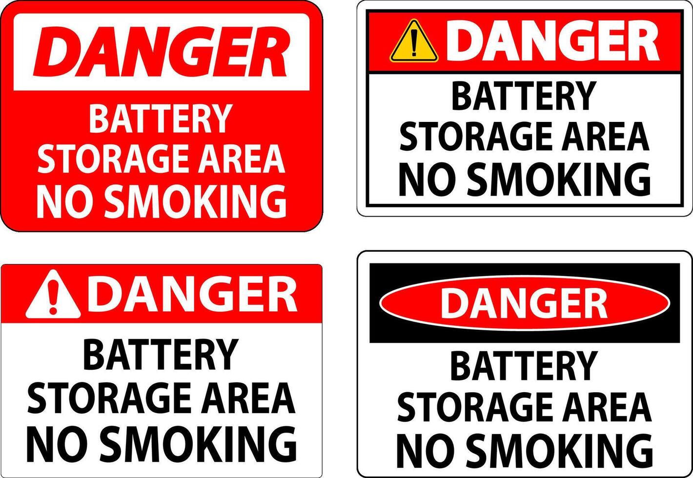 Danger Sign Battery Storage Area No Smoking vector