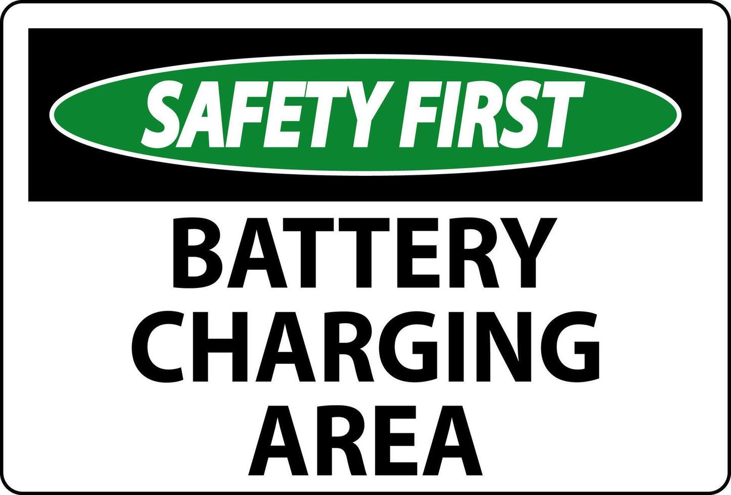 Safety First Sign Battery Charging Area On White Background vector