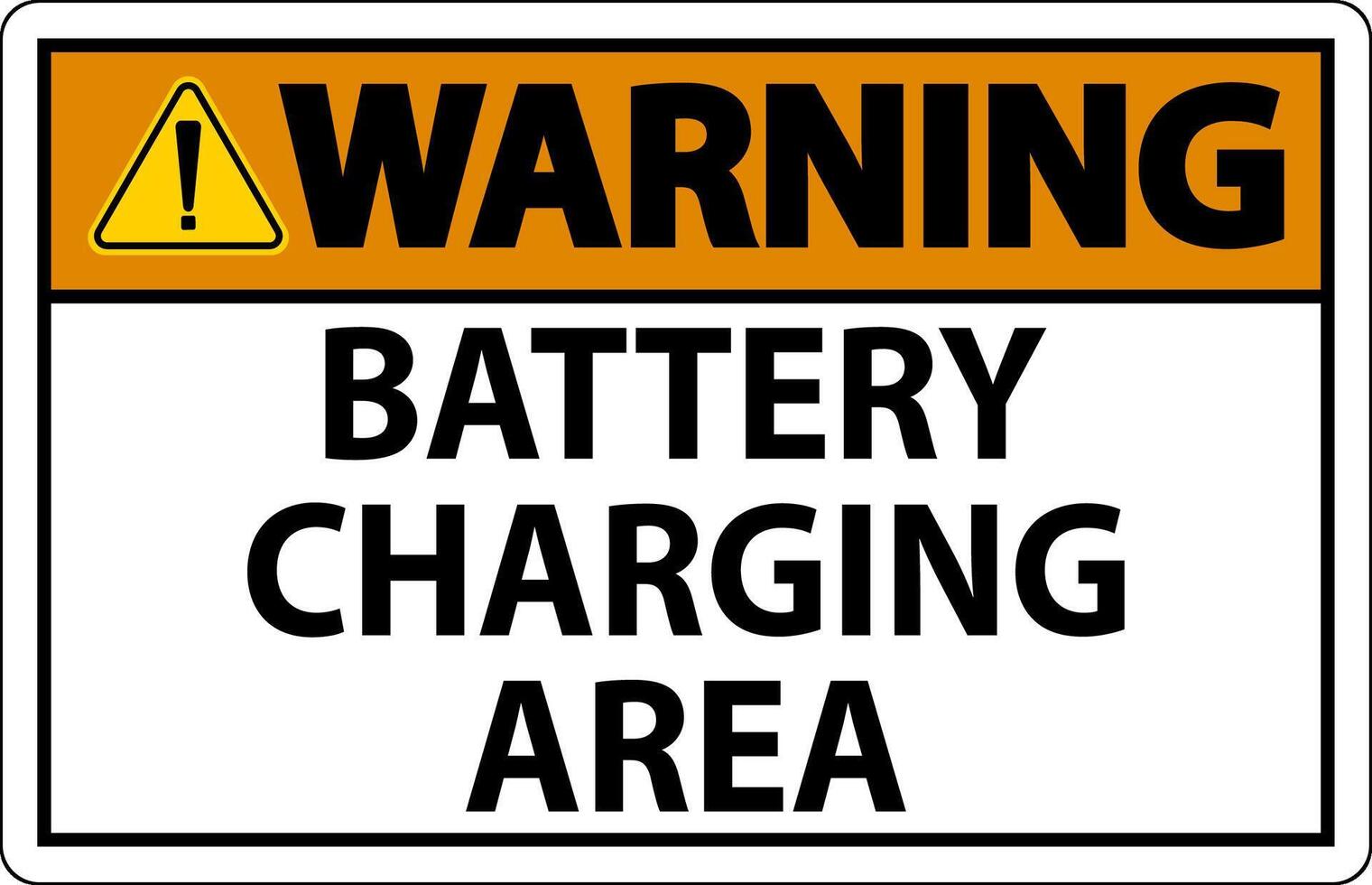 Warning Sign Battery Charging Area On White Background vector