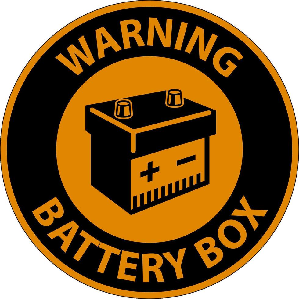 Warning Battery Box with Icon Sign On White Background vector