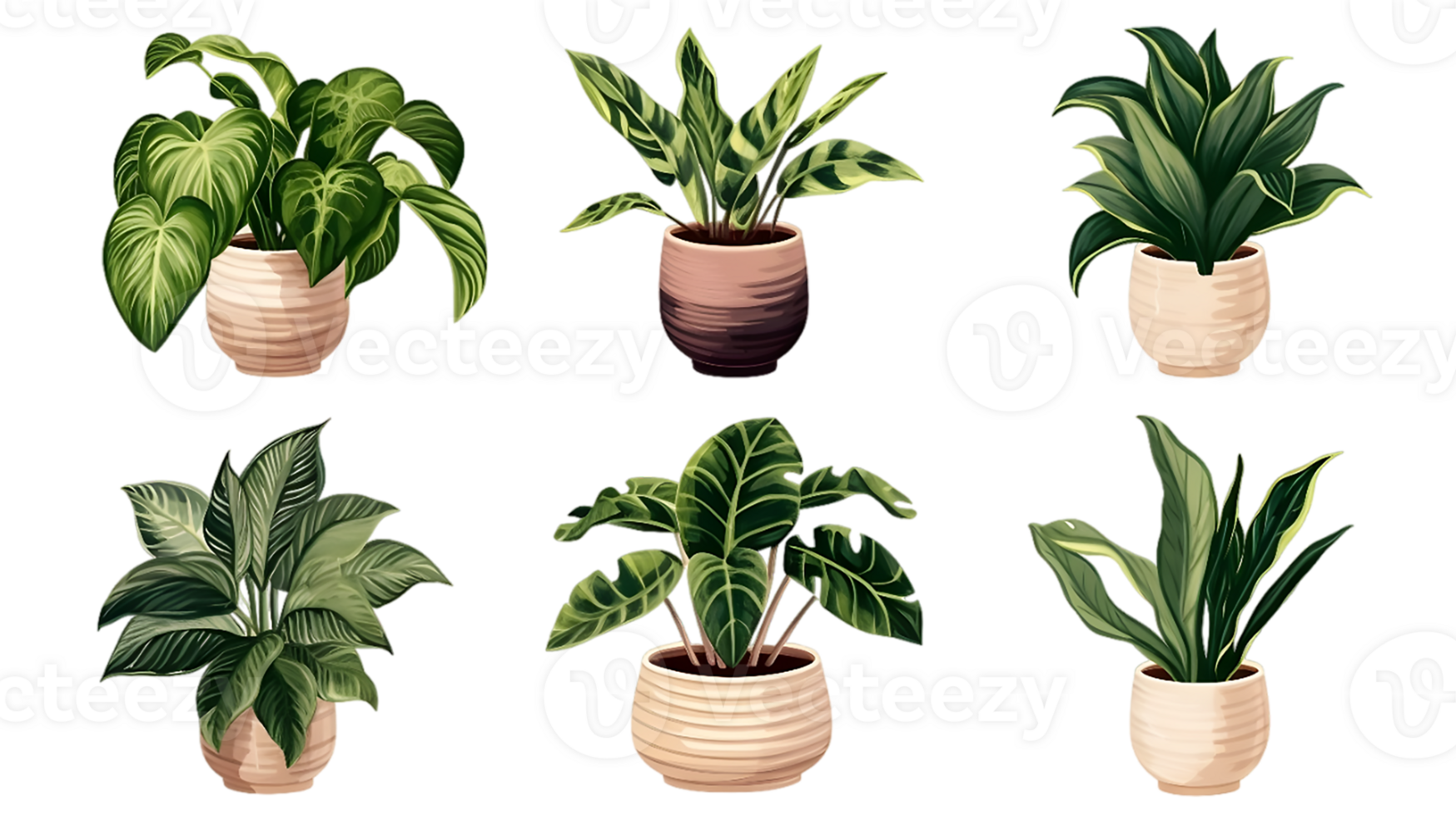 hus växter uppsättning illustration samling transparent bakgrund ai genererad png