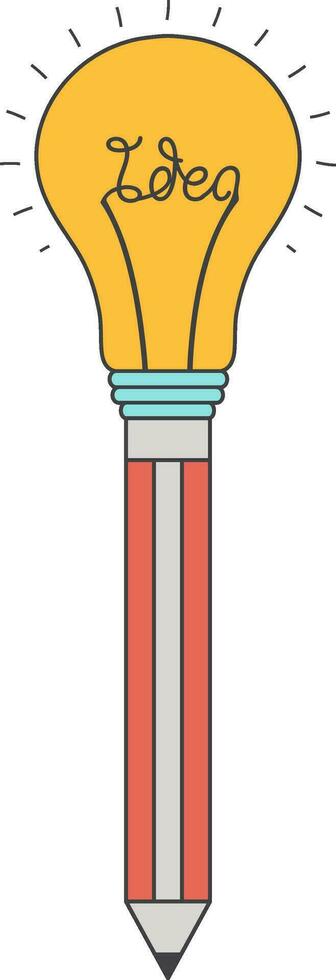 Flat icon of pencil and light bulb for a new business idea. vector