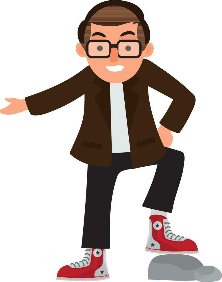 Cartoon character of a businessman in stylish pose. vector