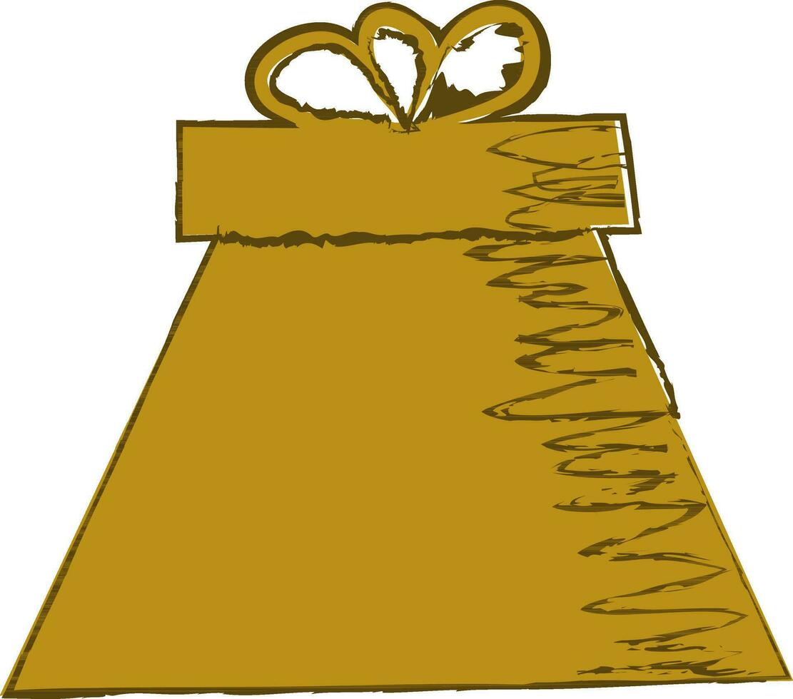 Isolated golden gift box with bow. vector