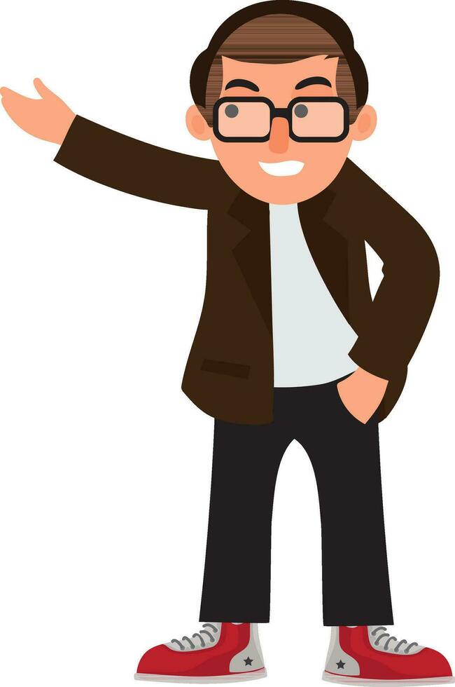 Cartoon character of a businessman in stylish pose. vector