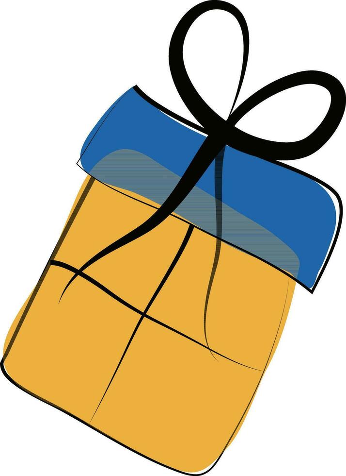 Icon of yellow gift box in flat style. vector