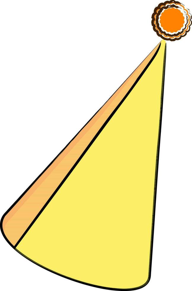 Illustration of a yellow party hat in flat style. vector