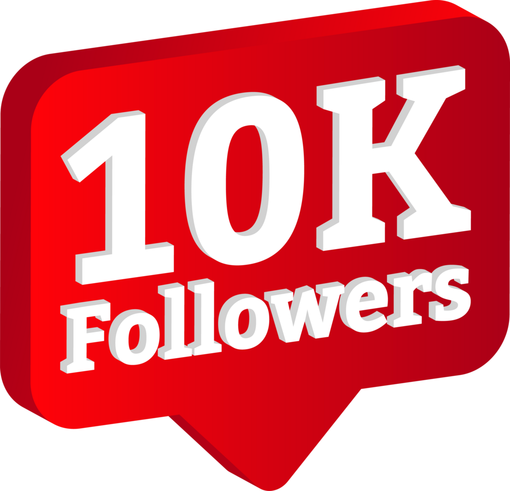 acción de gracias para 10k seguidores. diez mil seguidor celebracion flotador. metálico rojo color 10k seguidor Insignia celebracion. png