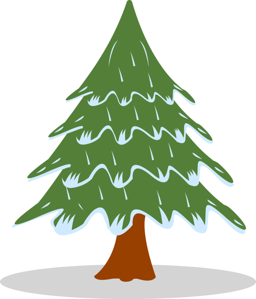 Xmas traditional symbol tree with snow. Merry Christmas and a happy new year simple tree design with snow. Christmas decorated tree. png