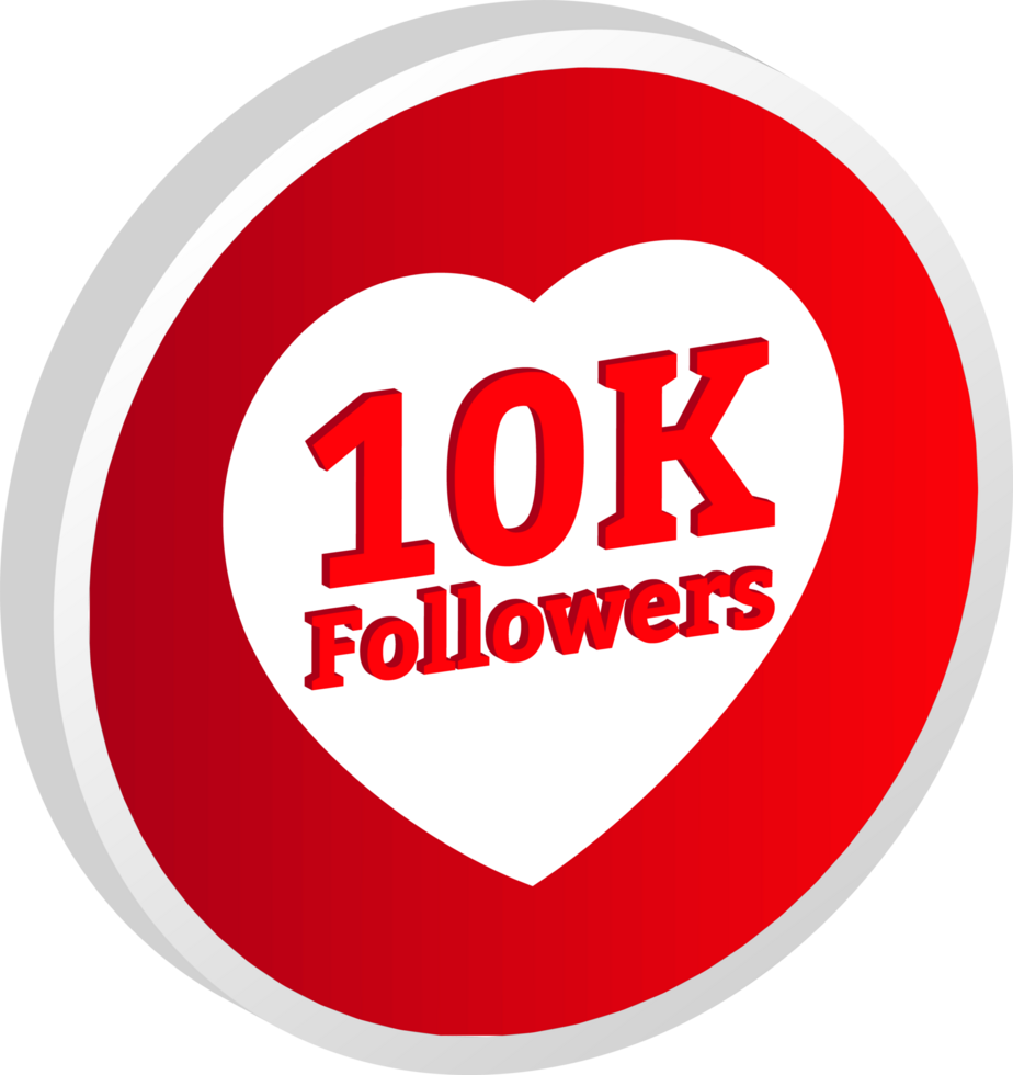 Red color badge 10K follower badge celebration. Thanksgiving badge for 10K followers. Ten thousand follower celebration floater. png