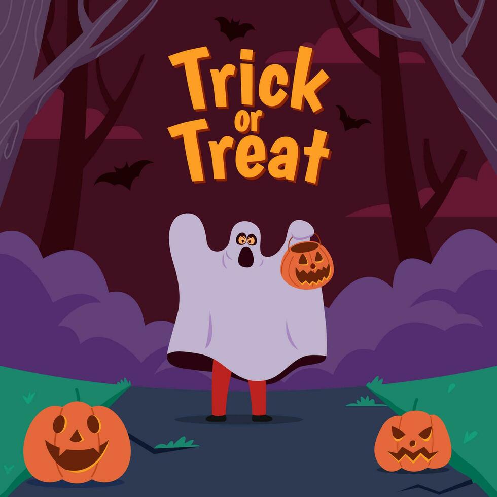 White Ghost Walk Around Spooking Everyone vector