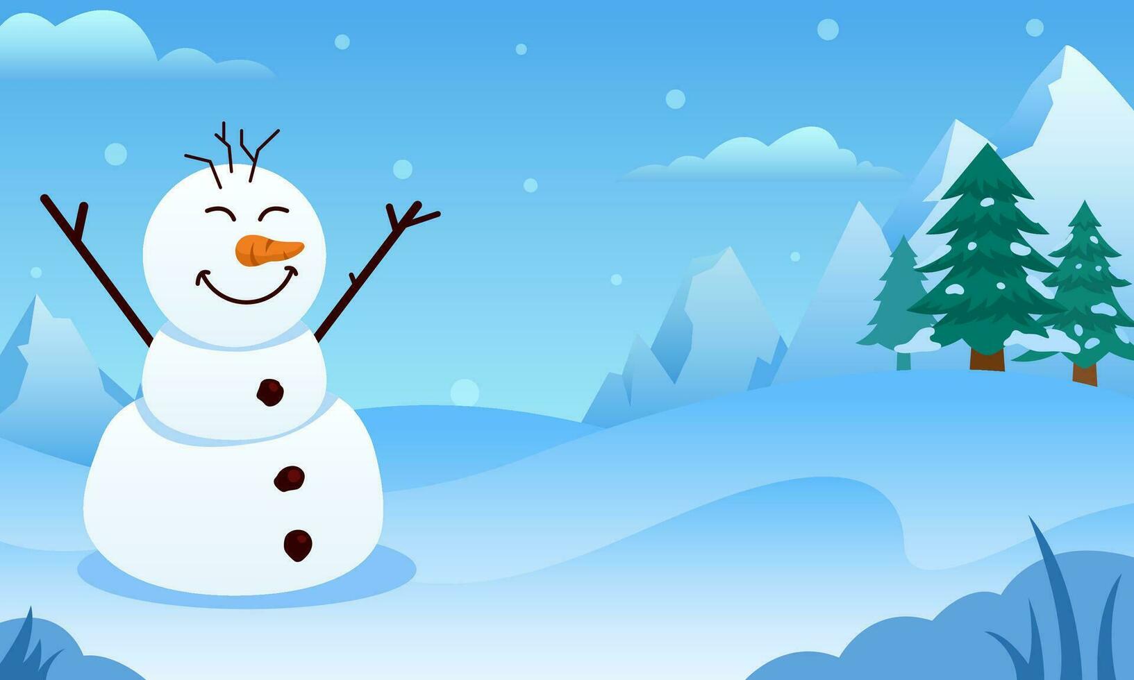 Welcoming Snowman To The Frozen Land vector