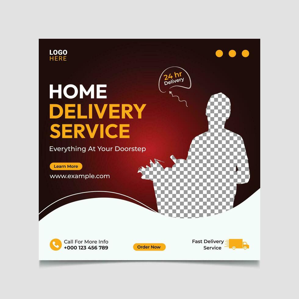Home delivery service and fast delivery social media post vector template.