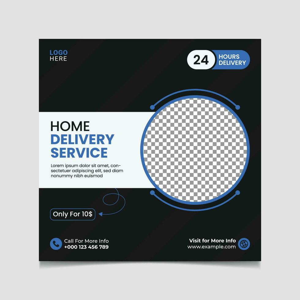 Home delivery service Social Media Post vector template Design