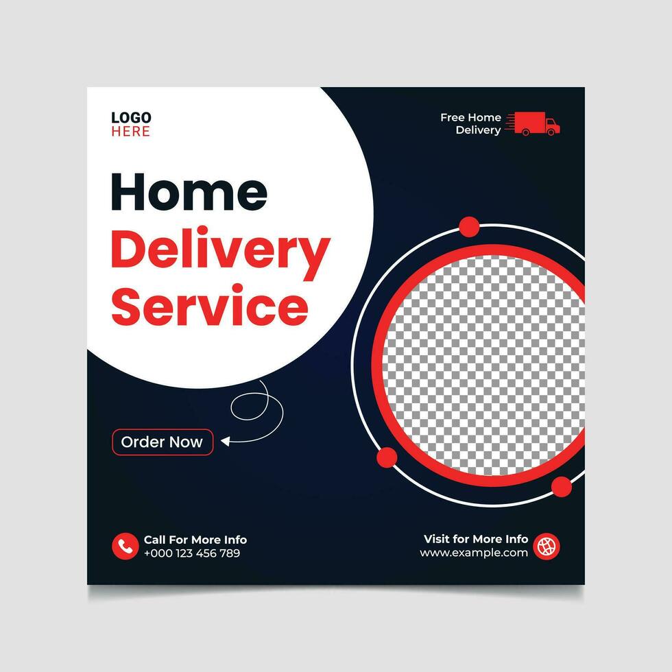 Home delivery service social media post vector template Design.