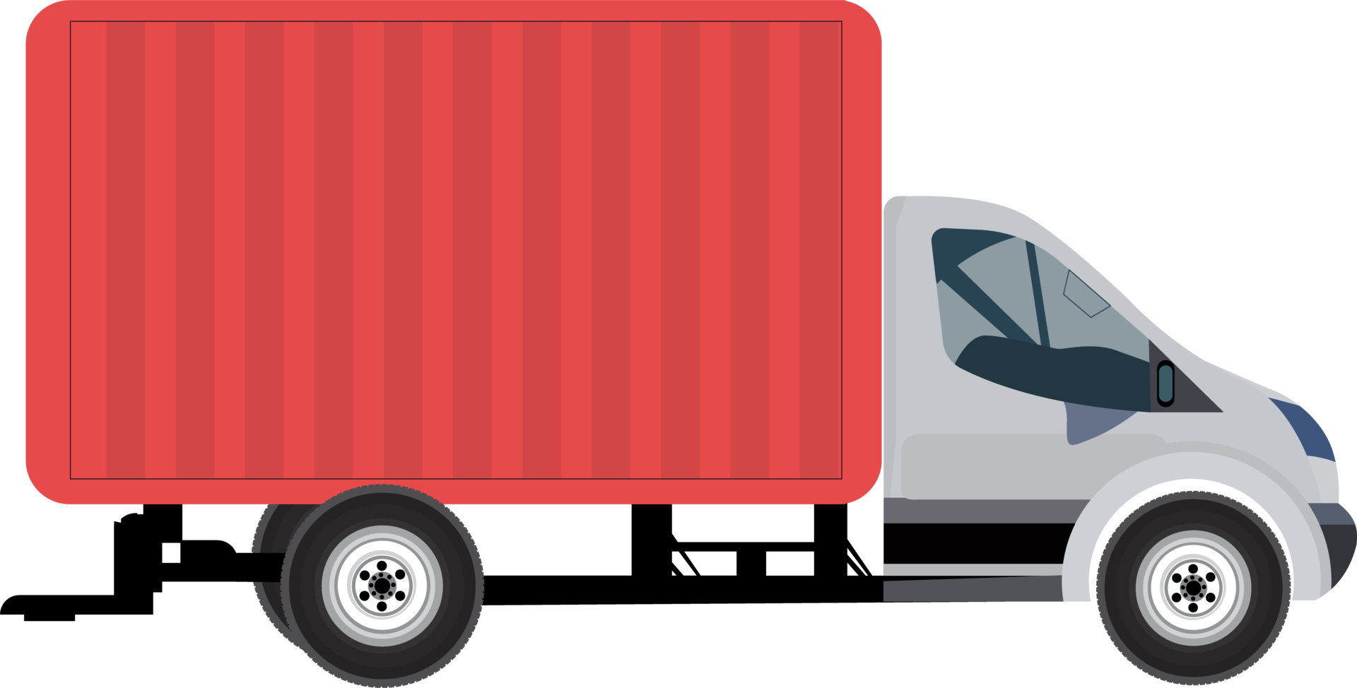 un entrega camión plano diseño. hogar entrega Servicio concepto con un entrega camioneta. entrega camioneta en un autopista plano ilustración. png