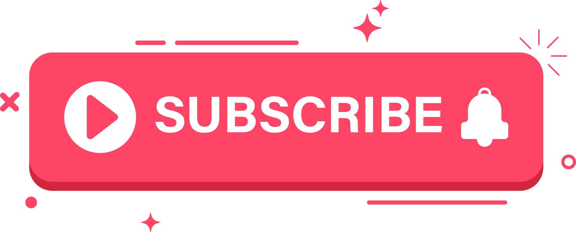 Subscribe button flat design for videos or templates. Stylish red color button for social media posts. Subscribe button with red color. png