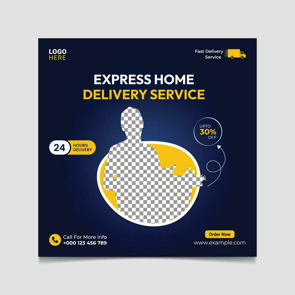 Express Home delivery service social media post vector template.