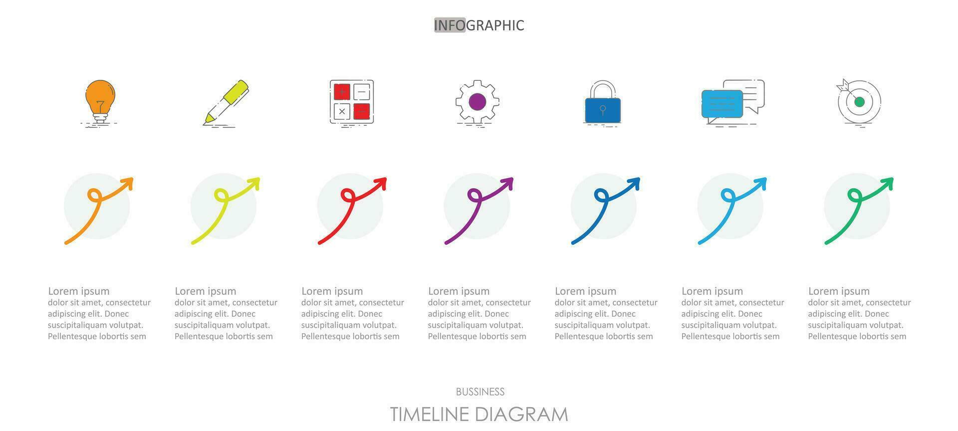 timeline weekly planner schedule project diagram Infographics template for business. 1 week 7 step modern Timeline schedule diagram with presentation vector timeline week infographic.