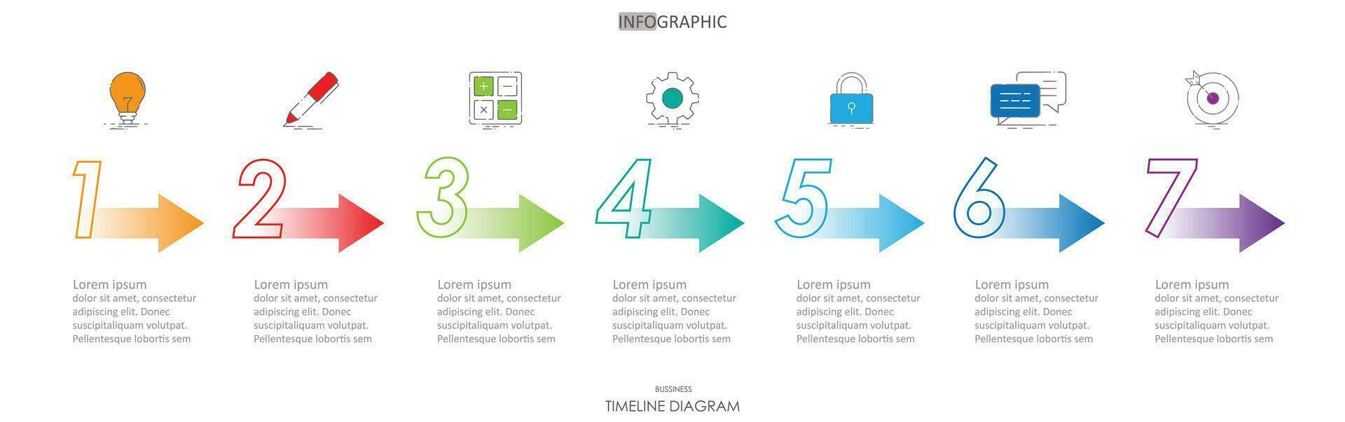 timeline weekly planner schedule project diagram Infographics template for business. 1 week 7 step modern Timeline schedule diagram with presentation vector timeline week infographics.