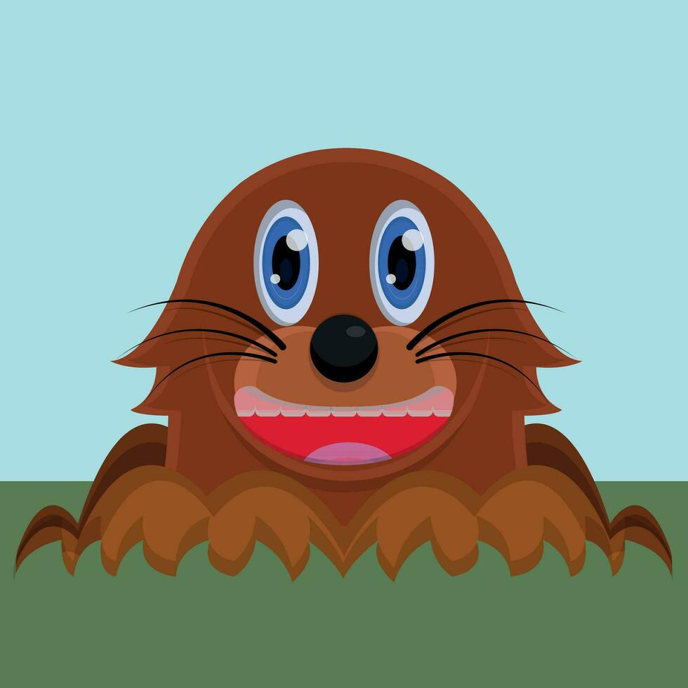 happy mole coming out of the ground vector