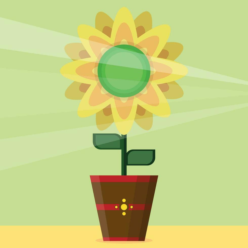 sunflower in a pot vector illustration