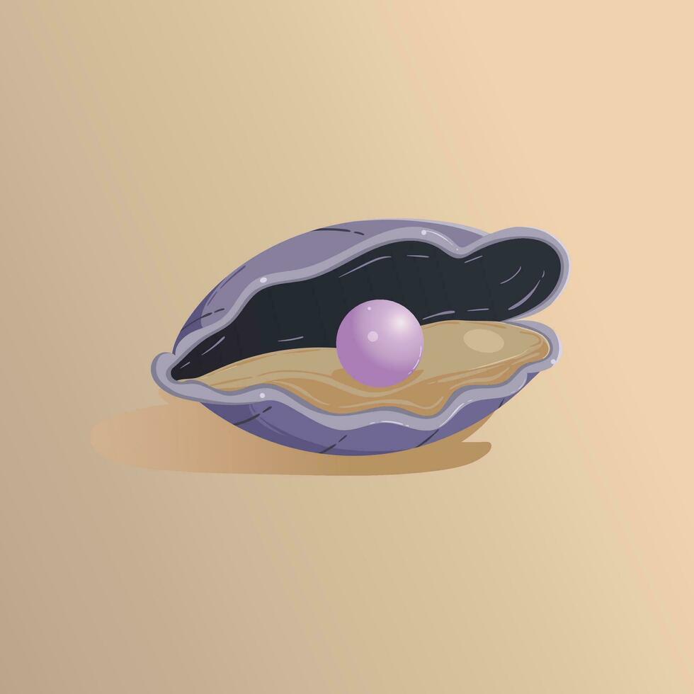 vector illustration of a clam with a pearl inside