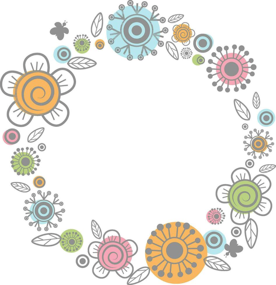 Hand drawn floral elements decorated background. vector