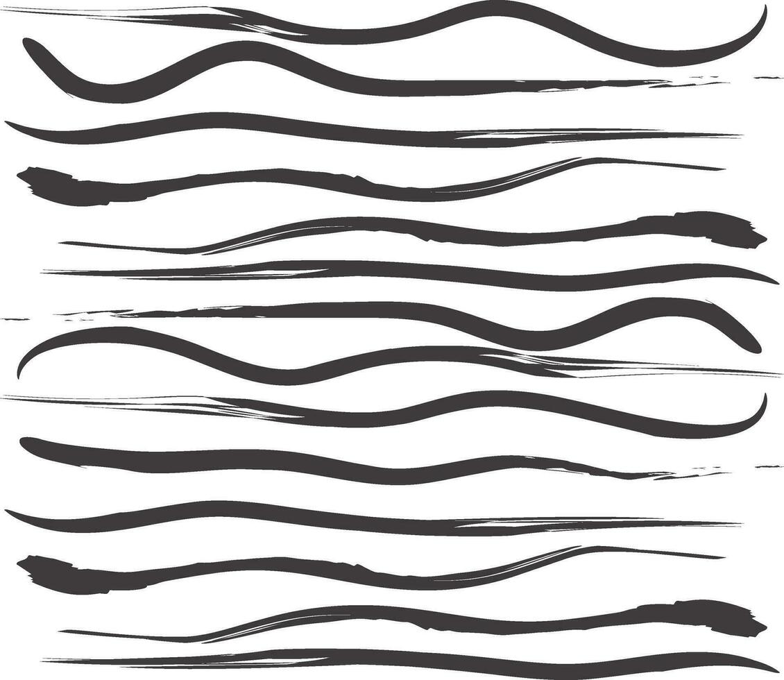 Hand drawn black waves or wavy stripes. vector