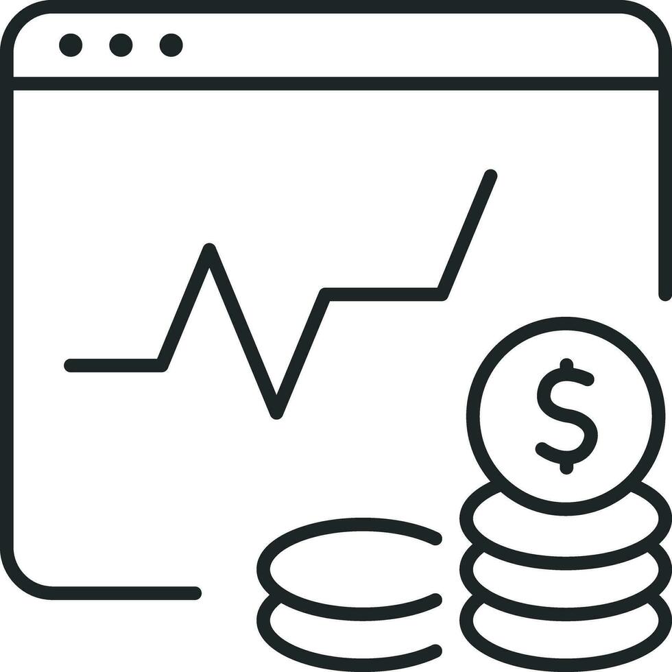 Money monitor line icon vector
