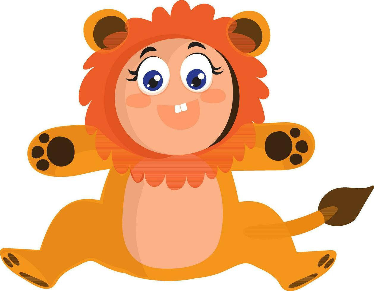 Cute little baby in lion's costume. vector