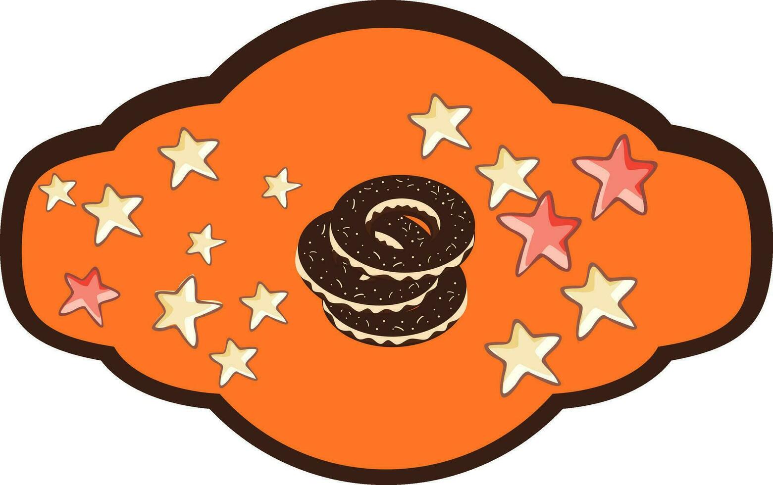 Chocolate donuts with stars . vector