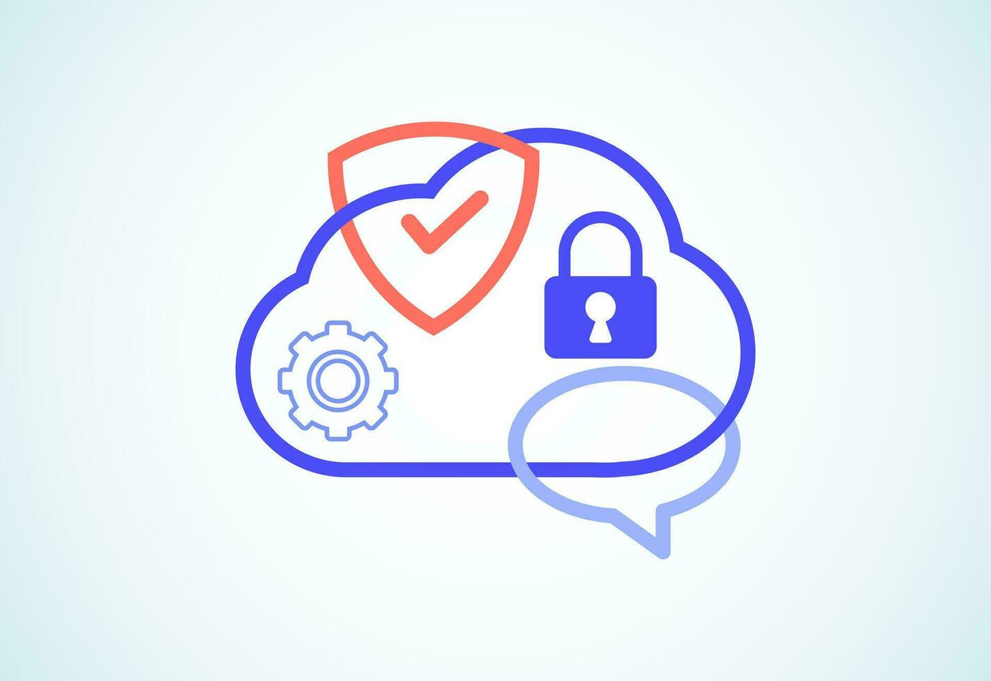 Cloud computing security design concept. Online security and data protection. Vector illustration