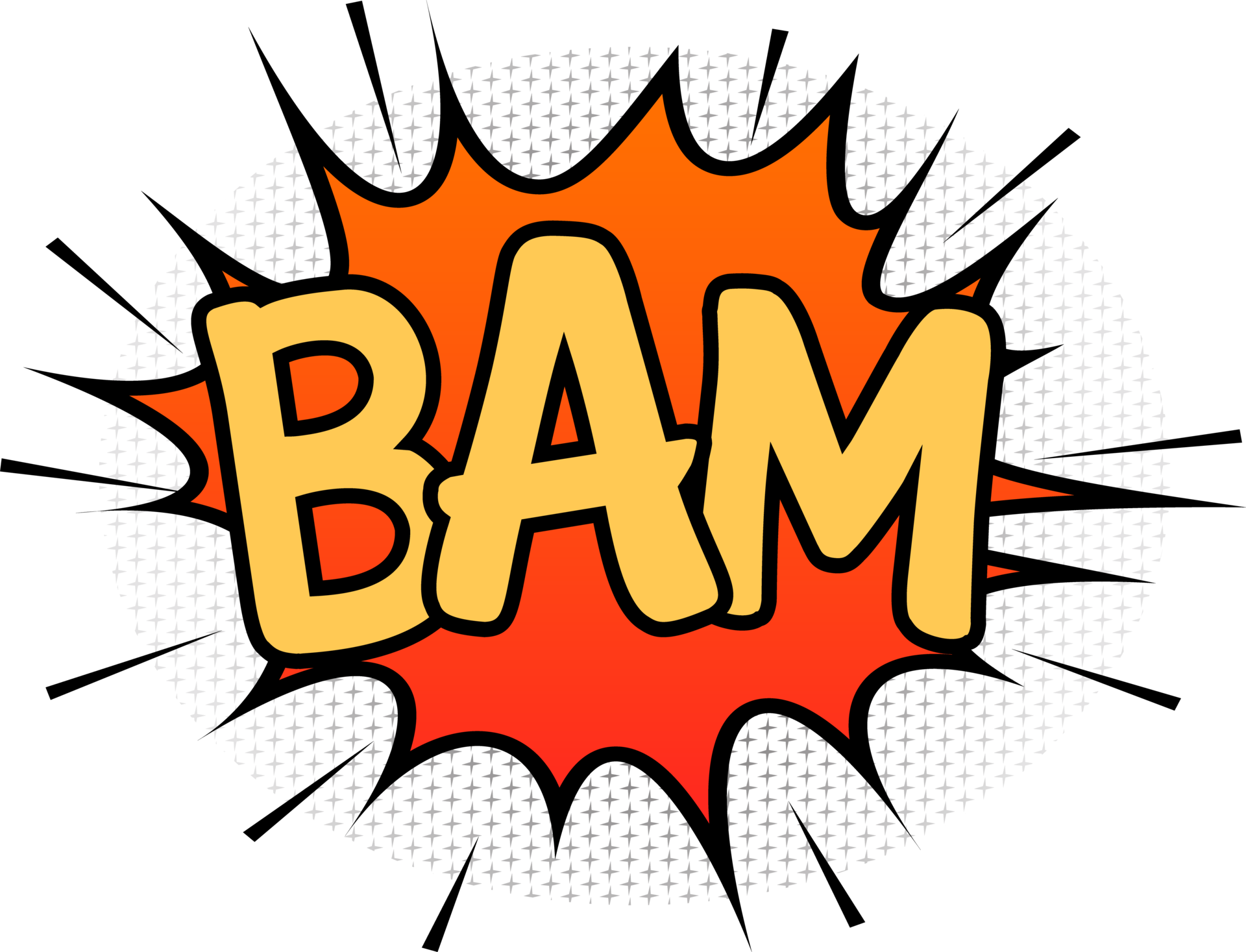 BAM comic blast with orange and red colors Comic burst with colorful BAM comic blast with orange and red colors Comic burst with colorful