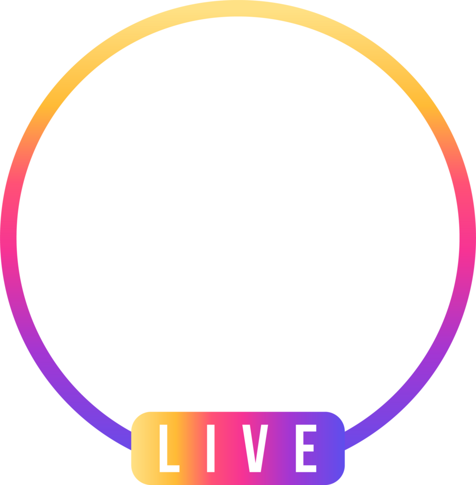 Video streaming colorful gradient. Live Icon Interface. Live social media icon avatar. Live video streaming. Transparent Placeholder. png
