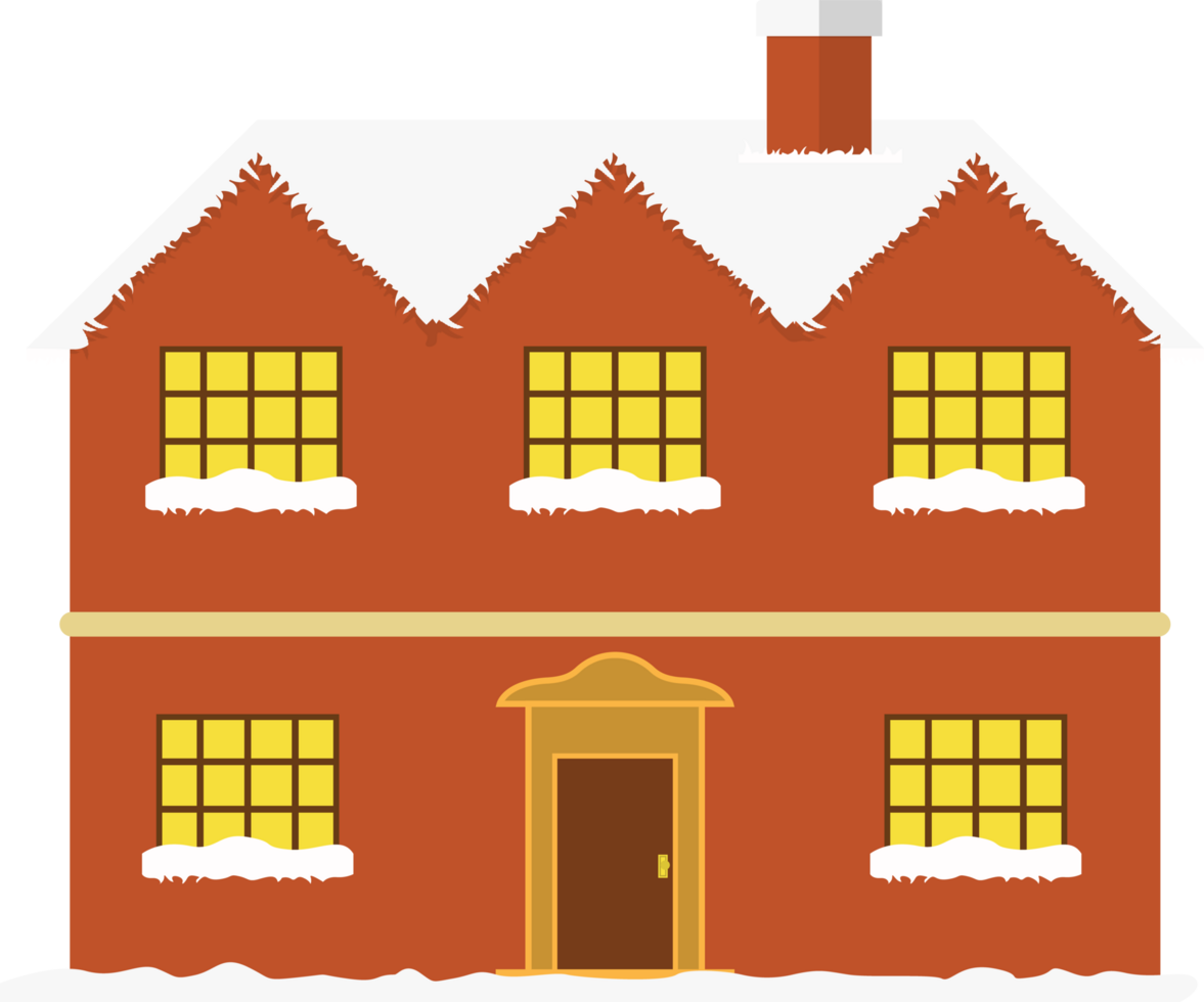 Natale Casa impostato con neve. orario invernale townhomes con denso neve e Vintage ▾ colori. carino natalizio case. png