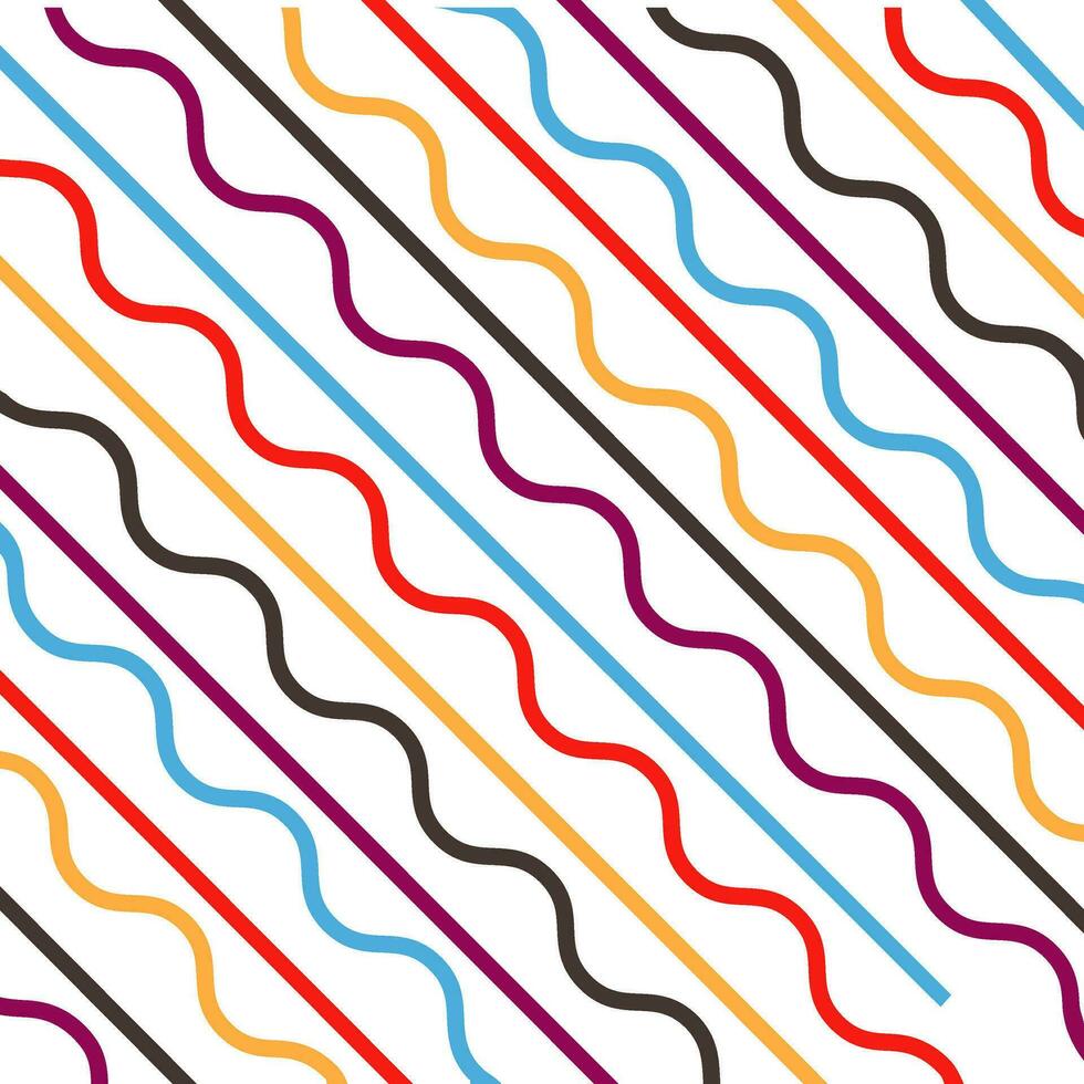 Diagonal seamless pattern colorful wavy lines background. vector