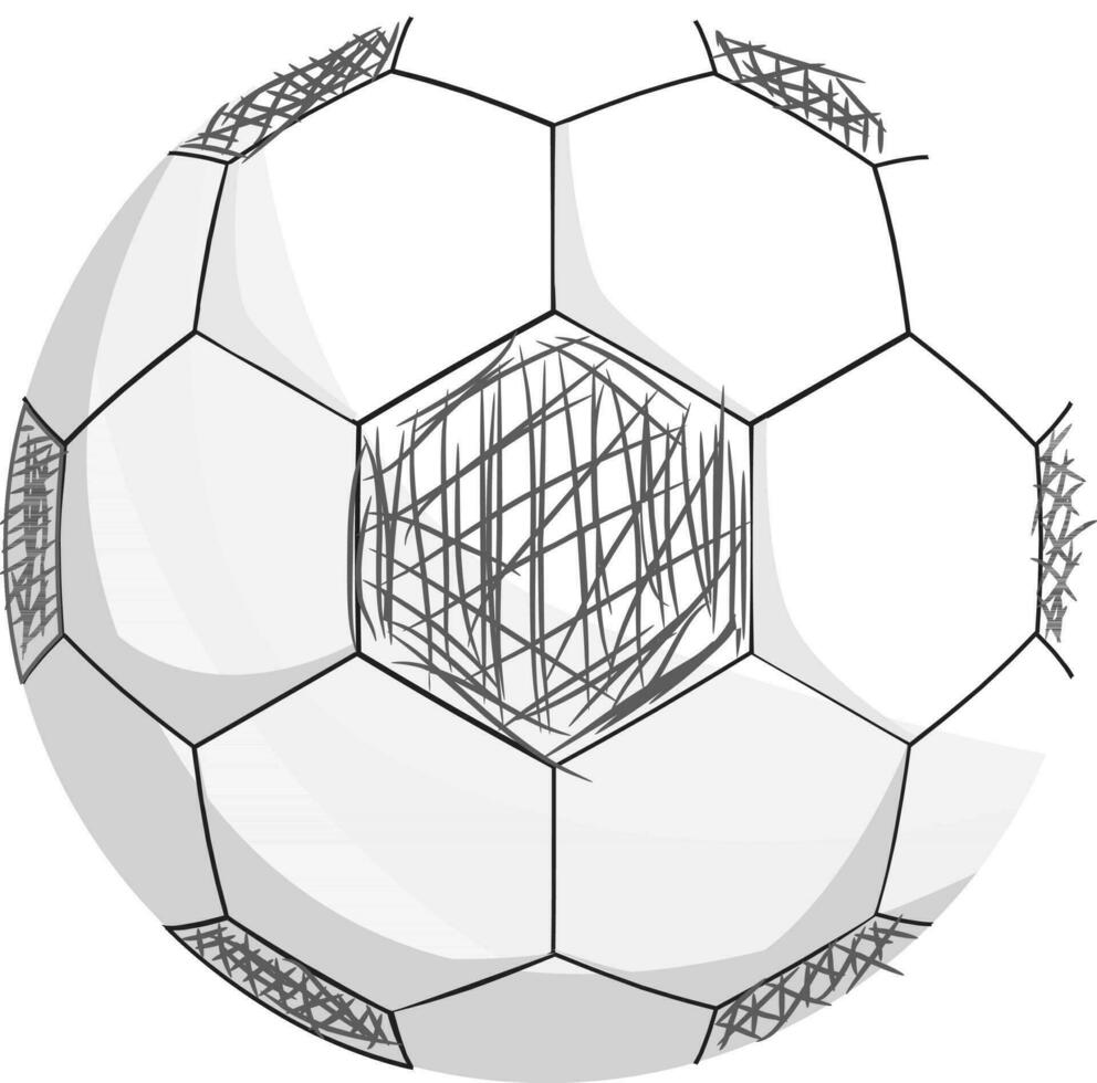 Black and white sketch icon of Football or soccer ball. vector