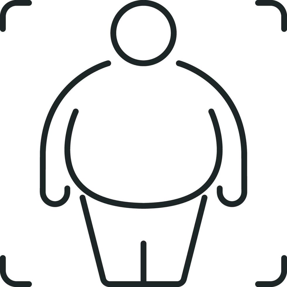 Fat man line icon vector