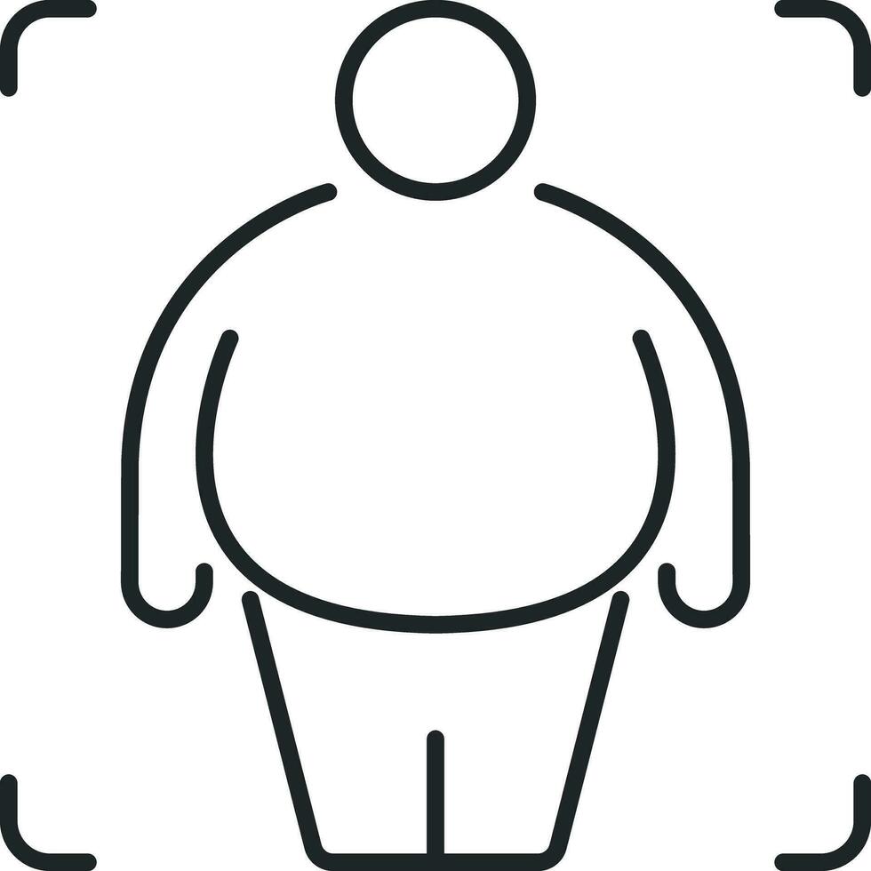 Fat man line icon vector