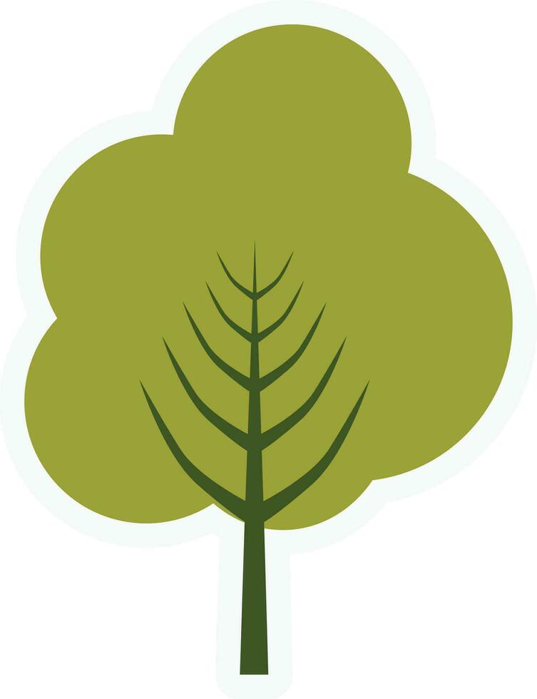 plano estilo árbol icono en verde color. vector