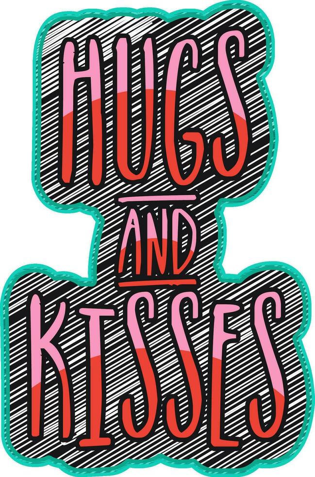 Text Hugs and Kisses for Valentine's Day. vector