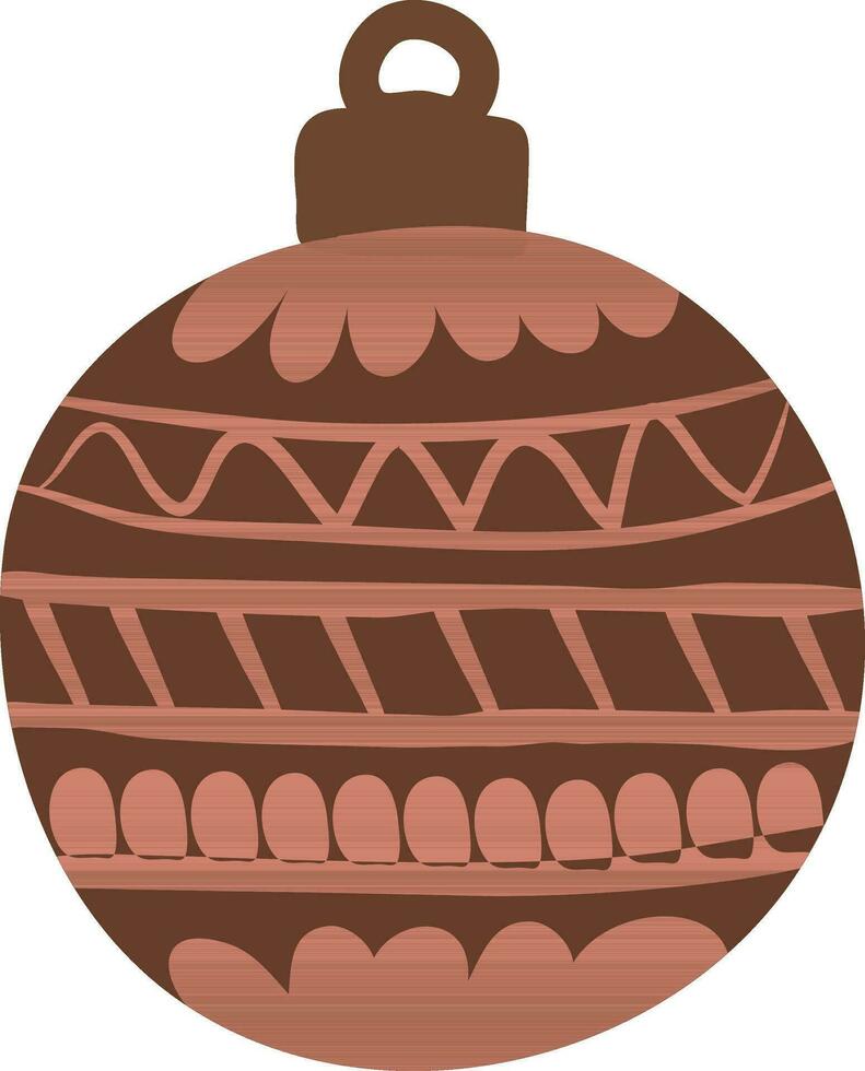marrón Navidad pelota en plano estilo. vector