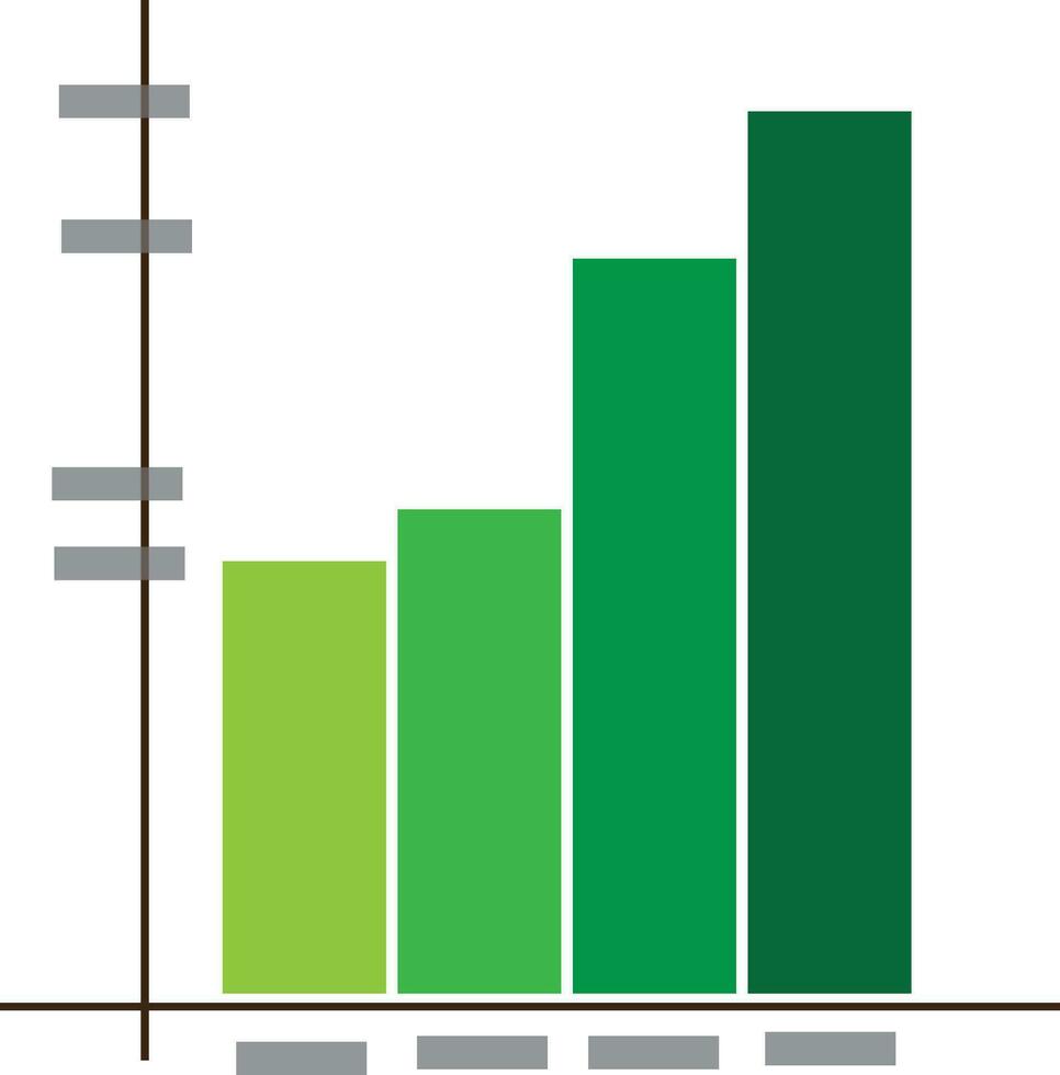 Bar graph icon in green color. vector