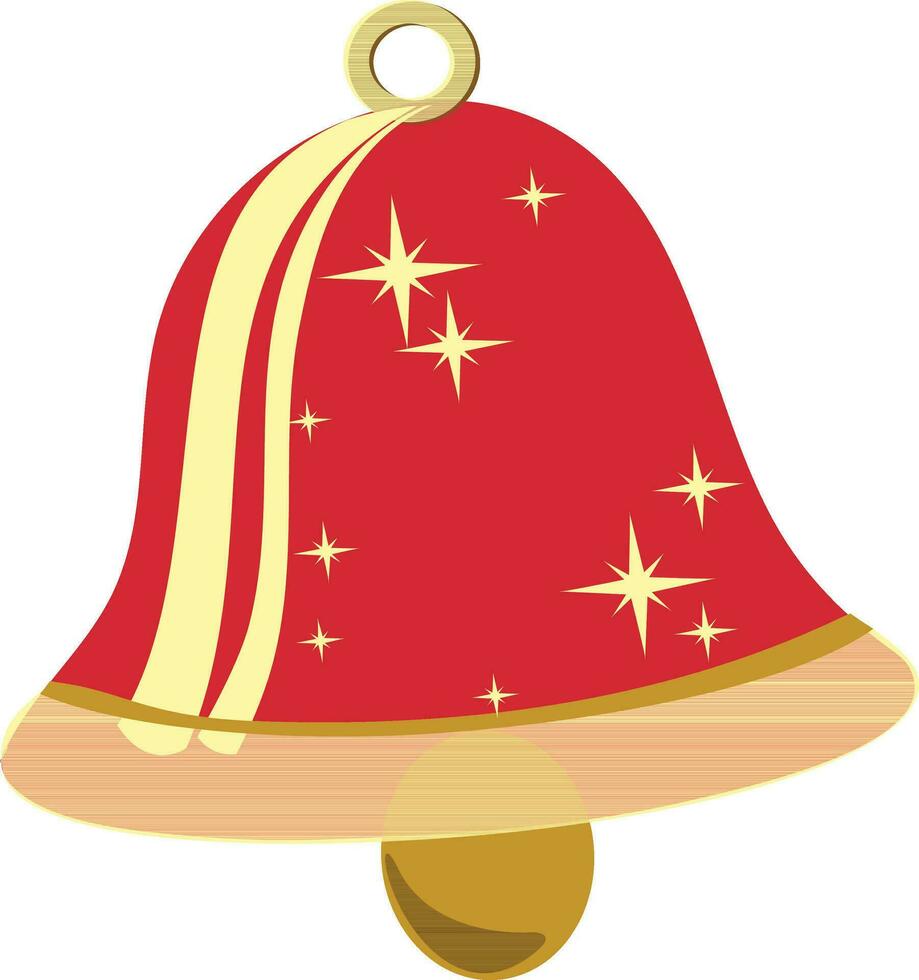 Stars decorated shiny bell. vector