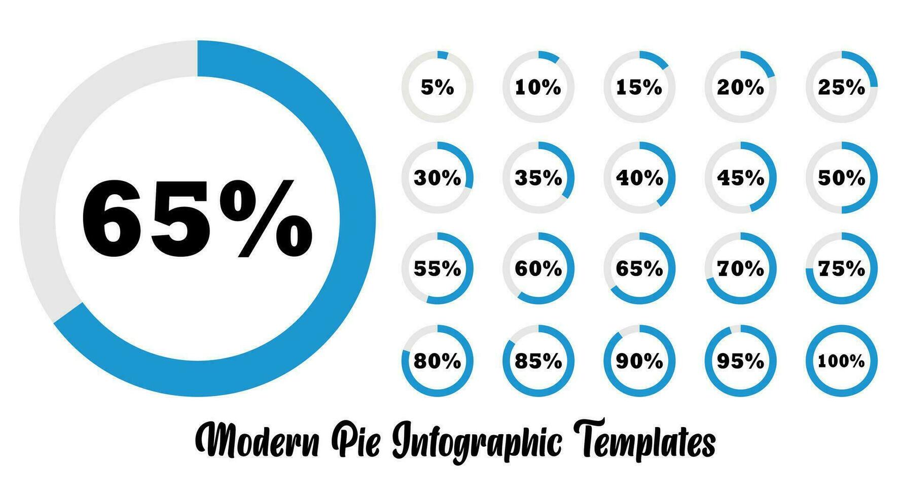 100 Number percentage circle diagrams for infographic. Circle percentage pie chart diagrams infographic 100 percentage numbers elements web design user interface UI UX vector